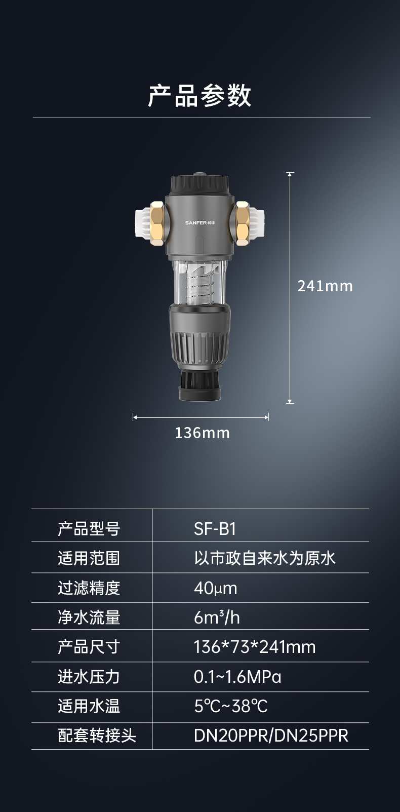 帅丰SF-B1前置过滤器