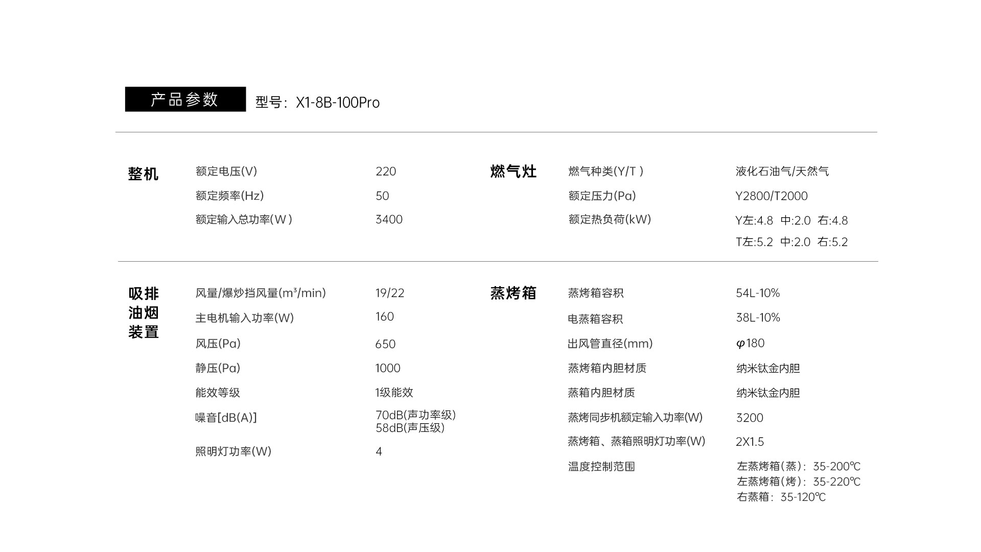 帅丰星辰X1双子星蒸烤独立(100Pro)集成灶