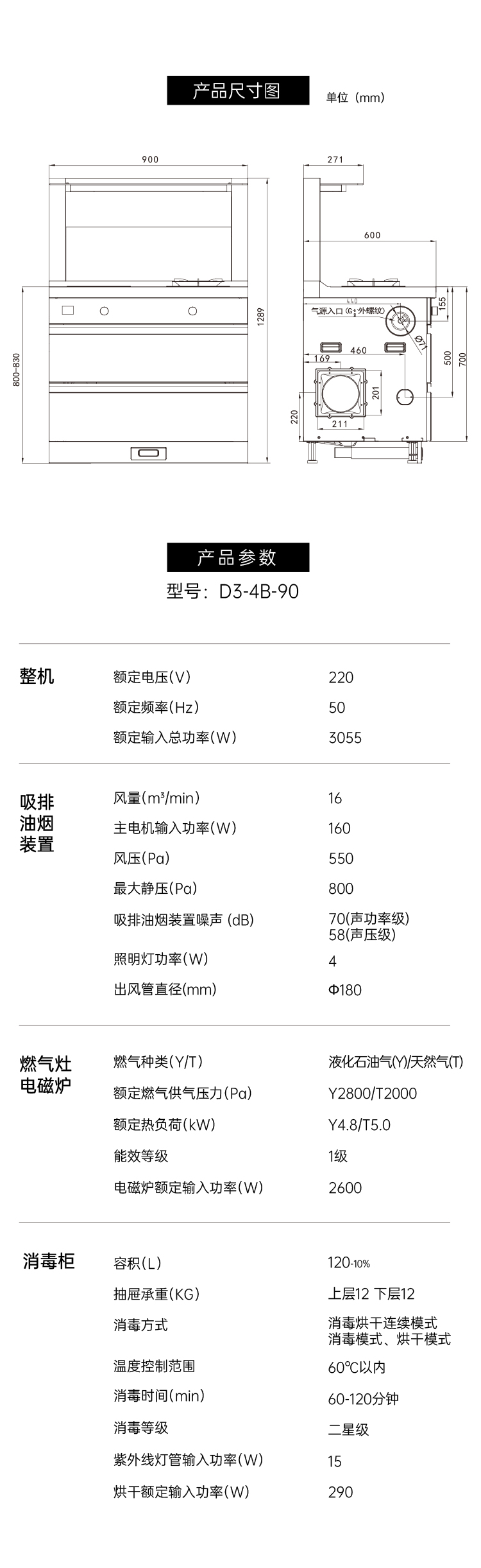 帅丰D3消毒柜（一气一电）集成灶